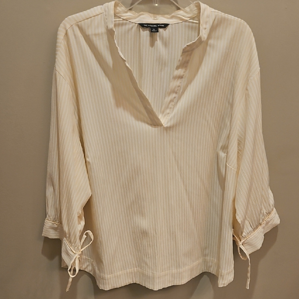 Zac & Rachel Cream Relaxed Tie Sleeve Blouse